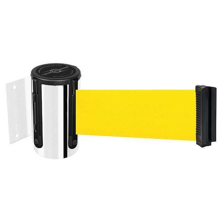 Tensabarrier Belt Barrier, Chrome, Belt Color Yellow 896-STD-1P-MAX-NO-Y5X-C