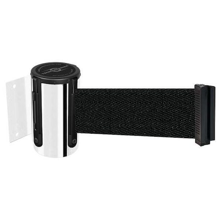 Tensabarrier Belt Barrier, Chrome, Belt Color Black 896-STD-1P-MAX-NO-B9X-C