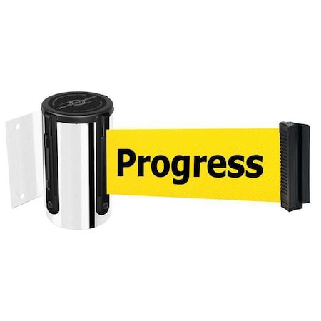 Tensabarrier Belt Barrier, Chrome, Belt Color Yellow 896-STD-1P-MAX-NO-YCX-C