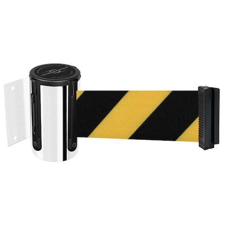 Tensabarrier Belt Barrier, Chrome, Belt Yellow/Black 896-STD-1P-MAX-NO-D4X-C
