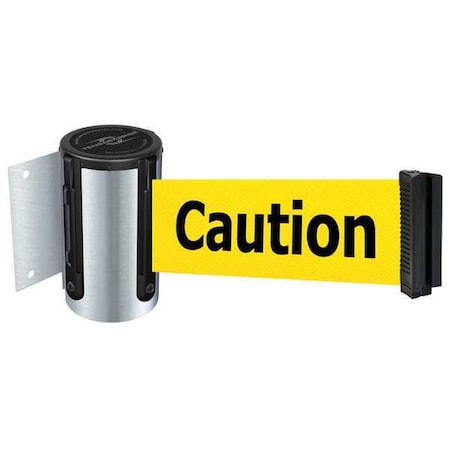 Tensabarrier Belt Barrier, Chrome, Belt Color Yellow 896-STD-1S-MAX-NO-YAX-C