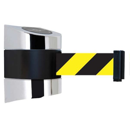 Tensabarrier Belt Barrier, Chrome, Belt Yellow/Black 897-15-S-1P-NO-D4X-C