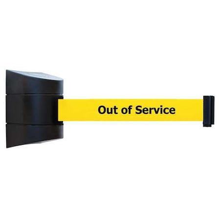 Tensabarrier Retractable Belt Barrier, 15 ft Length, Out of Service, Black 897-15-S-33-NO-YEX-C