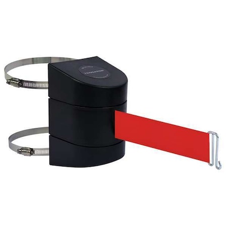 Tensabarrier Retractable Belt Barrier, Red, 15 ft Length, Black 897-15-C-33-NO-R5X-A