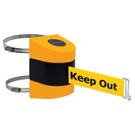 Tensabarrier Retractable Belt Barrier, 15 ft Length, Danger Keep Out, Yellow 897-15-C-35-NO-YDX-A