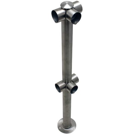 Tensabarrier Adapta-Rail, 3 Way Post, Satin Stainless 2L5-36-3WAY-3S