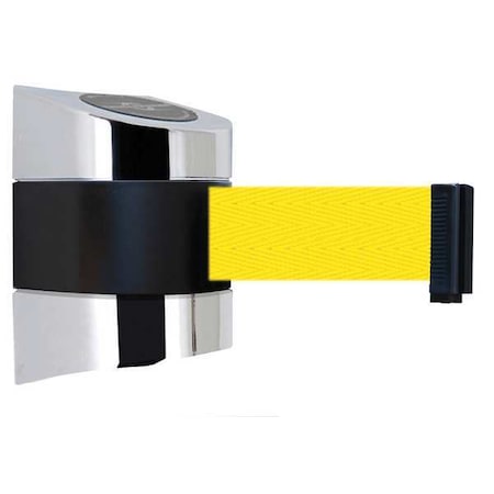 Tensabarrier Belt Barrier, Chrome, Belt Color Yellow 897-24-S-1P-NO-Y5X-C