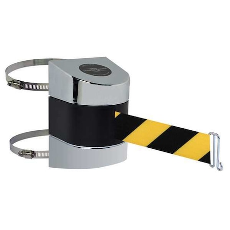 Tensabarrier Belt Barrier, Chrome, Belt Yellow/Black 897-24-C-1P-NO-D4X-A