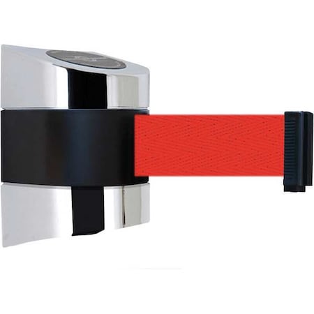 Tensabarrier Belt Barrier, Chrome, Belt Color Red 897-30-S-1P-NO-R5X-C