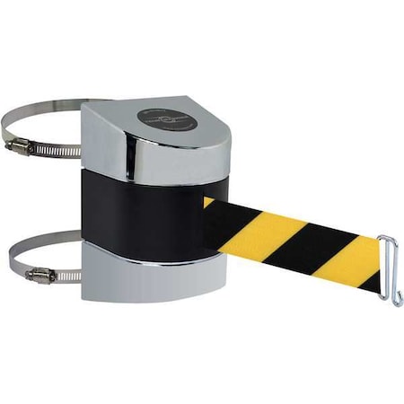 Tensabarrier Belt Barrier, Chrome, Belt Yellow/Black 897-30-C-1P-NO-D4X-A