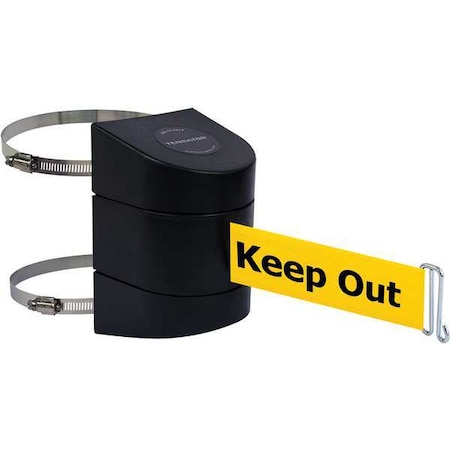 Tensabarrier Retractable Belt Barrier, 30 ft Length, Danger Keep Out, Black 897-30-C-33-NO-YDX-A