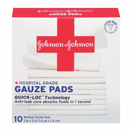 Johnson Gauze Pads, 3 x 3 in, PK10 100852200