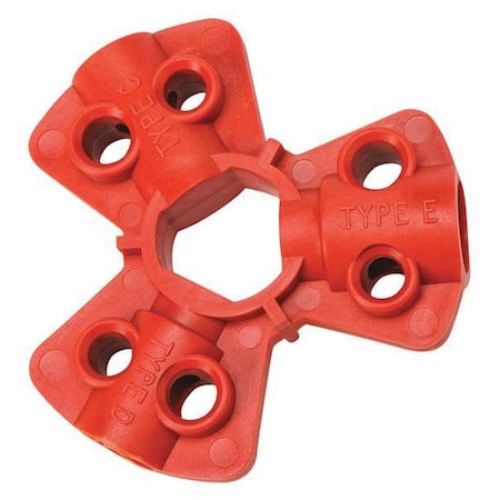 Brady Pneumatic Fitting Lockout, Red, Isoplast Polymers, 6 Max. No. of Padlocks, 1/4 in Max. Shackle Dia. 64221