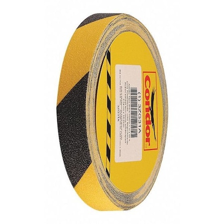 Condor Anti-Slip Tape Polyester 60 Grit Size, Black/Yellow, 1" W x 60 ft. L, 32 mil Thick GRAN13522