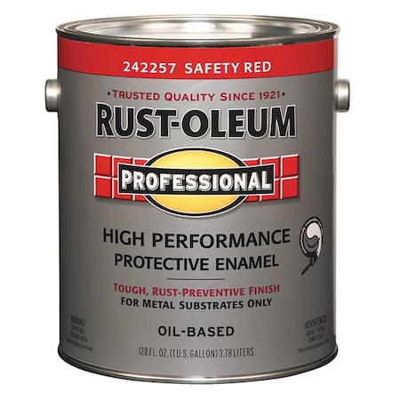 Rust-Oleum Interior/Exterior Paint, Glossy, Oil Base, Safety Red, 1 gal 242257