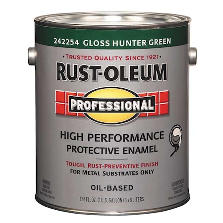 Rust-Oleum Interior/Exterior Paint, Glossy, Oil Base, Hunter Green, 1 gal 242254