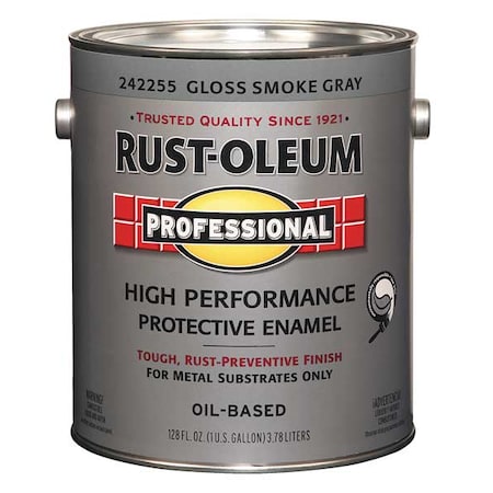 Rust-Oleum Interior/Exterior Paint, Glossy, Oil Base, Smoke Gray, 1 gal 242255