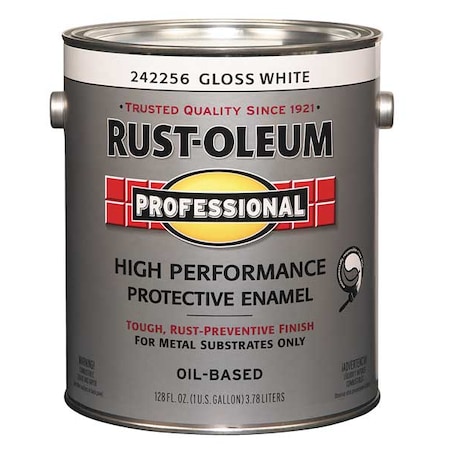 Rust-Oleum Interior/Exterior Paint, Glossy, Oil Base, White, 1 gal 242256