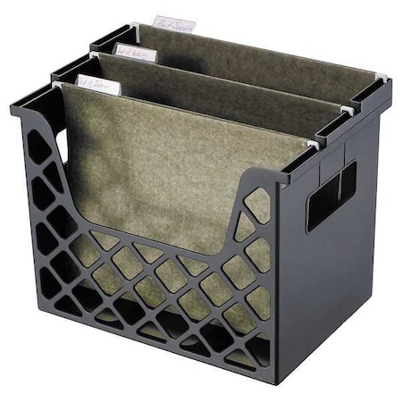 Officemate File Holder, Black, Plastic, 13 1/4 in W, 12 in L, 10 3/4 in H, 8.6" D, 1 Number of Compartments 26162