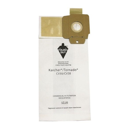 Tough Guy Vacuum Bag, 2-ply, Paper Bag, 10 PK 3ZJJ5