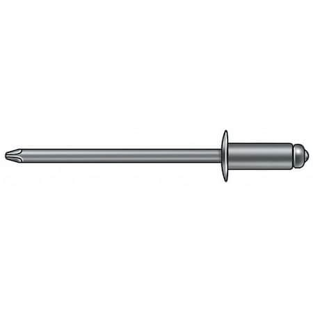 STANLEY ENGINEERED FASTENING Blind Rivet, Dome Head, 3/16 in Dia., 27/64 in L, Stainless Steel Body, 100 PK SSD63SSH203