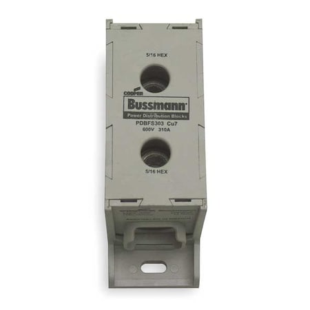 Eaton Bussmann Power Distribution Block, Finger-Safe, 1 Pole, 310 A Copper, 600 V AC/DC, DIN Rail, Panel PDBFS303