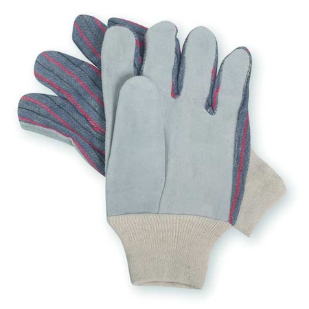 Condor Leather Gloves, Cowhide, Knit Cuff, Straight Thumb, Full Finger, Gray, L, 1 PR 3ZL54