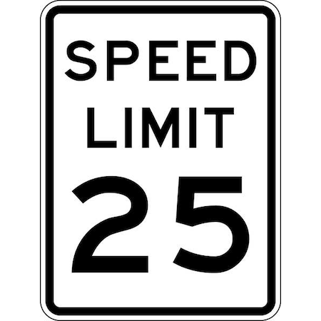 Lyle Speed Limit 25 Traffic Sign, 24 in H, 18 in W, Aluminum, Vertical Rectangle, English, R2-1-25-18HA R2-1-25-18HA
