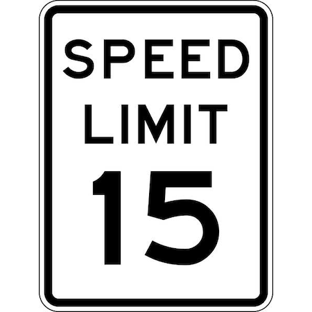 Lyle Speed Limit 15 Traffic Sign, 24 in H, 18 in W, Aluminum, Vertical Rectangle, R2-1-15-18HA R2-1-15-18HA