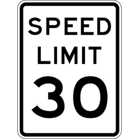 Lyle Speed Limit 30 Traffic Sign, 24 in H, 18 in W, Aluminum, Vertical Rectangle, R2-1-30-18DA R2-1-30-18DA