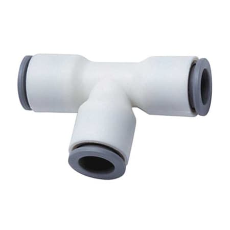 Parker Push-Fit Tee Fitting, 1/4 in Tube Size, Nylon, White, 10 PK 6304 56 00WP2