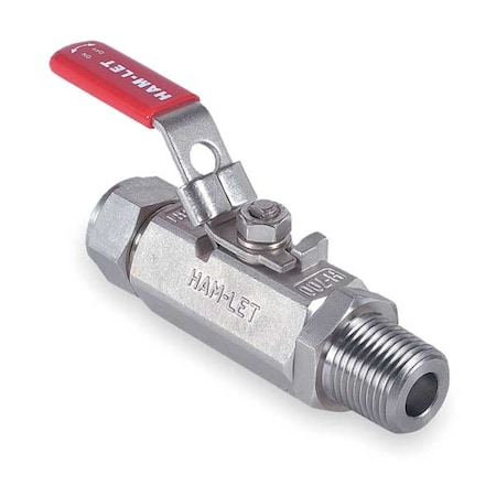 Ham-Let 1/4" MNPT x Compr Stainless Steel Ball Valve Inline H-795-SS-NL-1/4 x 1/4-T-LD
