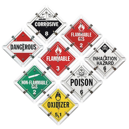 Jj Keller DOT Container Placard, Various DOT Classes, Aluminum, 13" W x 13" H 601TPF