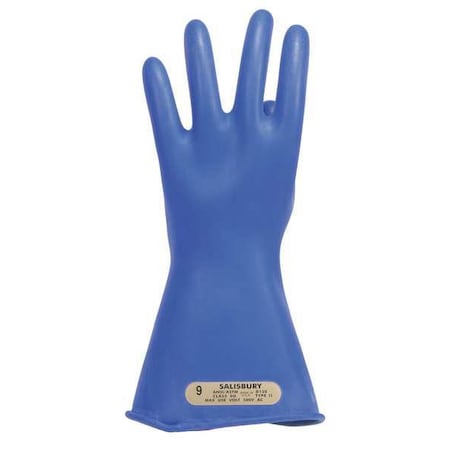 Salisbury Electrical-Insulating Gloves, 500V AC, 750V DC, Rubber, 11" Length, Blue, Size 9 E0011BL/9