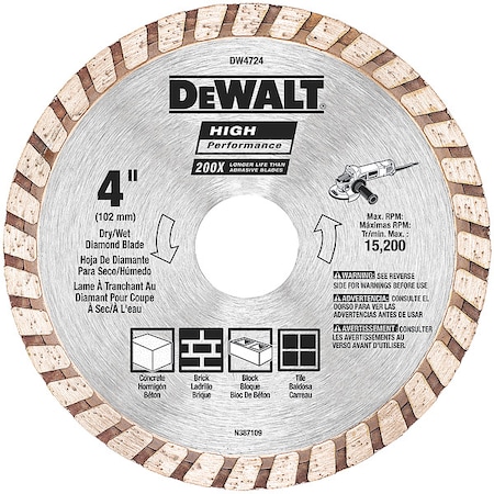 Dewalt 4" High Performance Diamond Masonry Blade DW4724