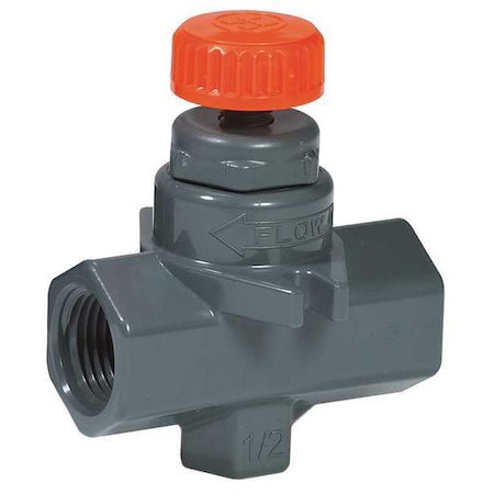 Hayward Flow Control Needle Valve, Straight, PVC/FPM, 1/4", Threaded NVA1025T
