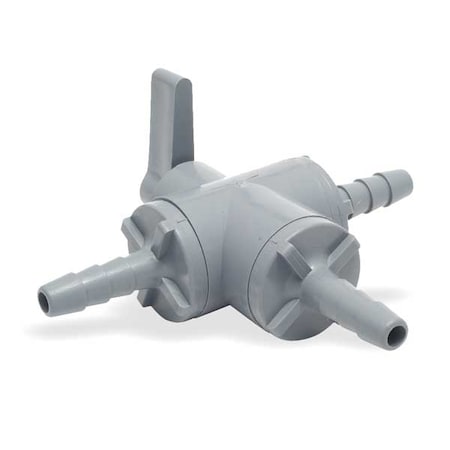 ZORO SELECT 1/4" Barb PVC Ball Valve 3-Way, Overall Length: 3.0" 6903290