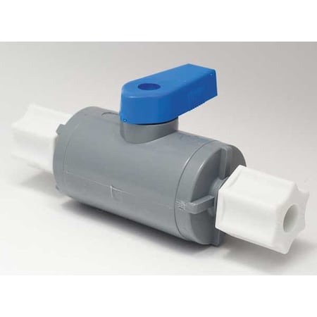 Zoro Select 1/4" Compr PVC Ball Valve Inline PVC 638-4CJ4CJ-F