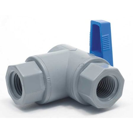Zoro Select 1/4" FNPT PVC Ball Valve Angle 6570190