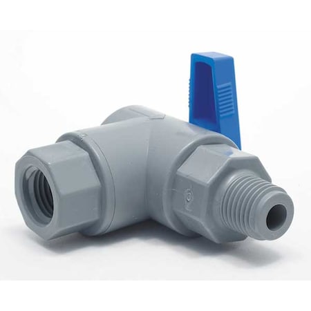 Zoro Select 1/4" FNPT x MNPT PVC Ball Valve Angle 6570690