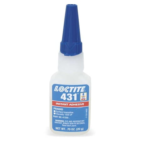 Loctite Instant Adhesive, 431 Series, Clear, 0.7 oz, Bottle 868371