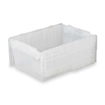 Orbis Attached Lid Container, 13.46 gal Volume Cap., 21 3/4 in L, 15 1/4 in W, 12 7/8 in H, Plastic FP183 Clear