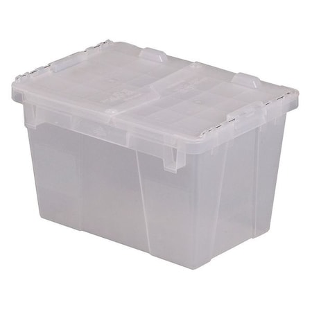 Orbis Attached Lid Container, 4.48 gal Volume Cap., 15 1/4 in L, 10 7/8 in W, 9 7/8 in H, Plastic, Clear FP06 Clear