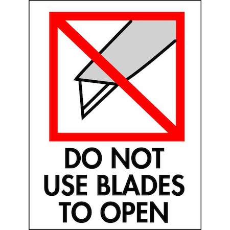 Tapecase 4" x 3" Adhesive Back Shipping Labels, Do Not Use Blades to Open, Pk50 16U974