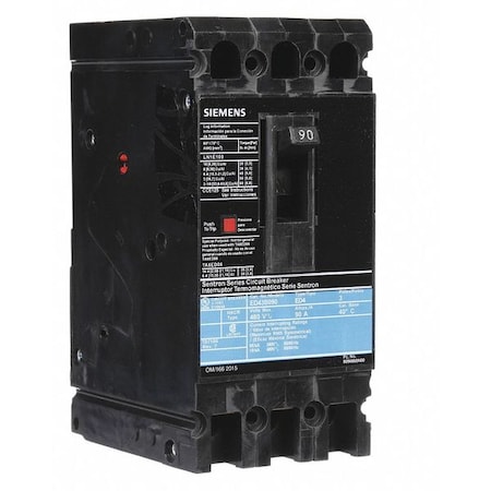 Siemens Molded Case Circuit Breaker, ED4 Series, 90A, 3 Pole, 480V AC, 18kA at 480V AC ED43B090
