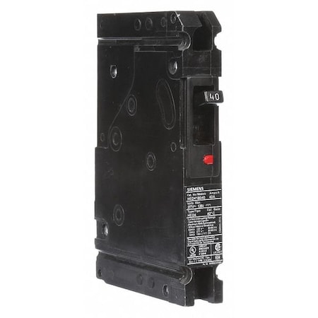 Siemens Molded Case Circuit Breaker, HED4 Series, 40A, 1 Pole, 277V AC, 25kA at 277V AC HED41B040