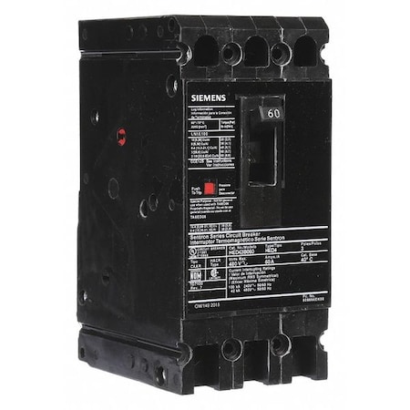 Siemens Molded Case Circuit Breaker, HED4 Series, 60A, 3 Pole, 480V AC, 42kA at 480V AC HED43B060