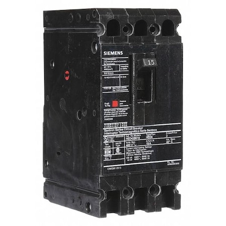Siemens Molded Case Circuit Breaker, HED4 Series, 15A, 3 Pole, 480V AC, 42kA at 480V AC HED43B015