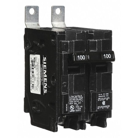 Siemens Miniature Circuit Breaker, BL Series, 100A, 2 Pole, 120/240V AC, 10kA at 120/240V AC B2100