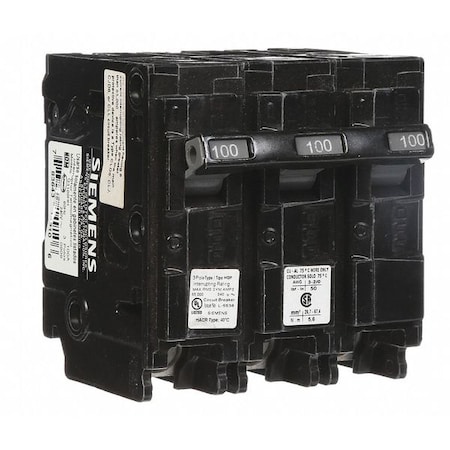 Siemens Miniature Circuit Breaker, QP Series, 100A, 3 Pole, 240V AC, 10kA at 120V AC Q3100